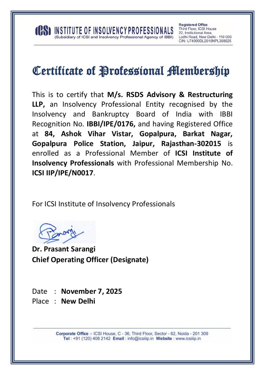 ICSI IIP Professional Membership Certificate